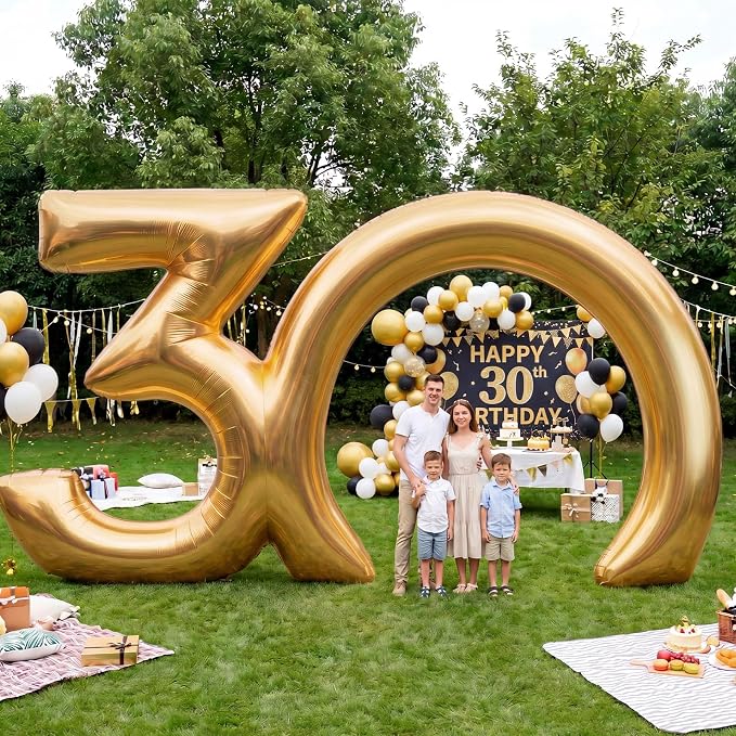 Seenelling 17 ft Golden 30th Anniversary Giant Inflatable Archway Decoration Built-in LED Lights for Birthday Wedding Anniversary Corporate Celebration Party Entrance Outdoor Supplies
