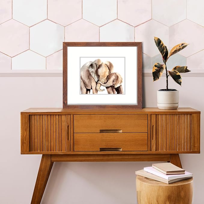 LaVie Home 16x20 Picture Frame Brown Poster Frame,Display Pictures 11x14 with Mat or 16x20 Without Mat, Stable and Sturdy Frame and Polished Plexiglass, Horizontal and Vertical Format of The Walls