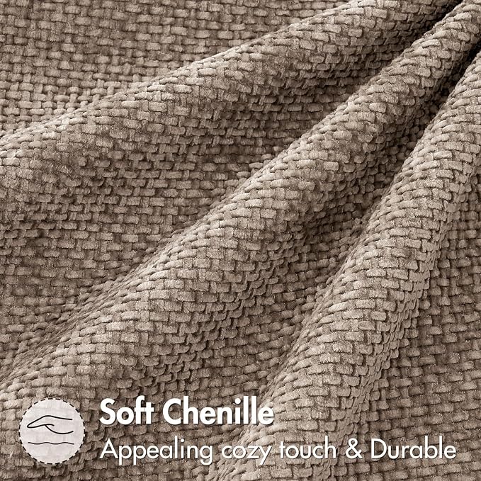 MIULEE Pack of 2 Couch Throw Pillow Covers 20x20 Inch Light Khaki Boho Accent Decorative Pillow Covers Soft Chenille Farmhouse Taupe Cushion Covers for Home Decor Bed Sofa Living Room