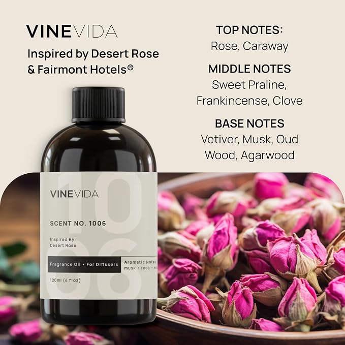 VINEVIDA (16oz) Hotel Fragrance Collection Diffuser Oil - Hotel Scents Diffusers for Home - Cold Air Diffuser Oil - Hotel Scent Essential Oil - Scent No.1006 Inspired by Fairmont Hotels
