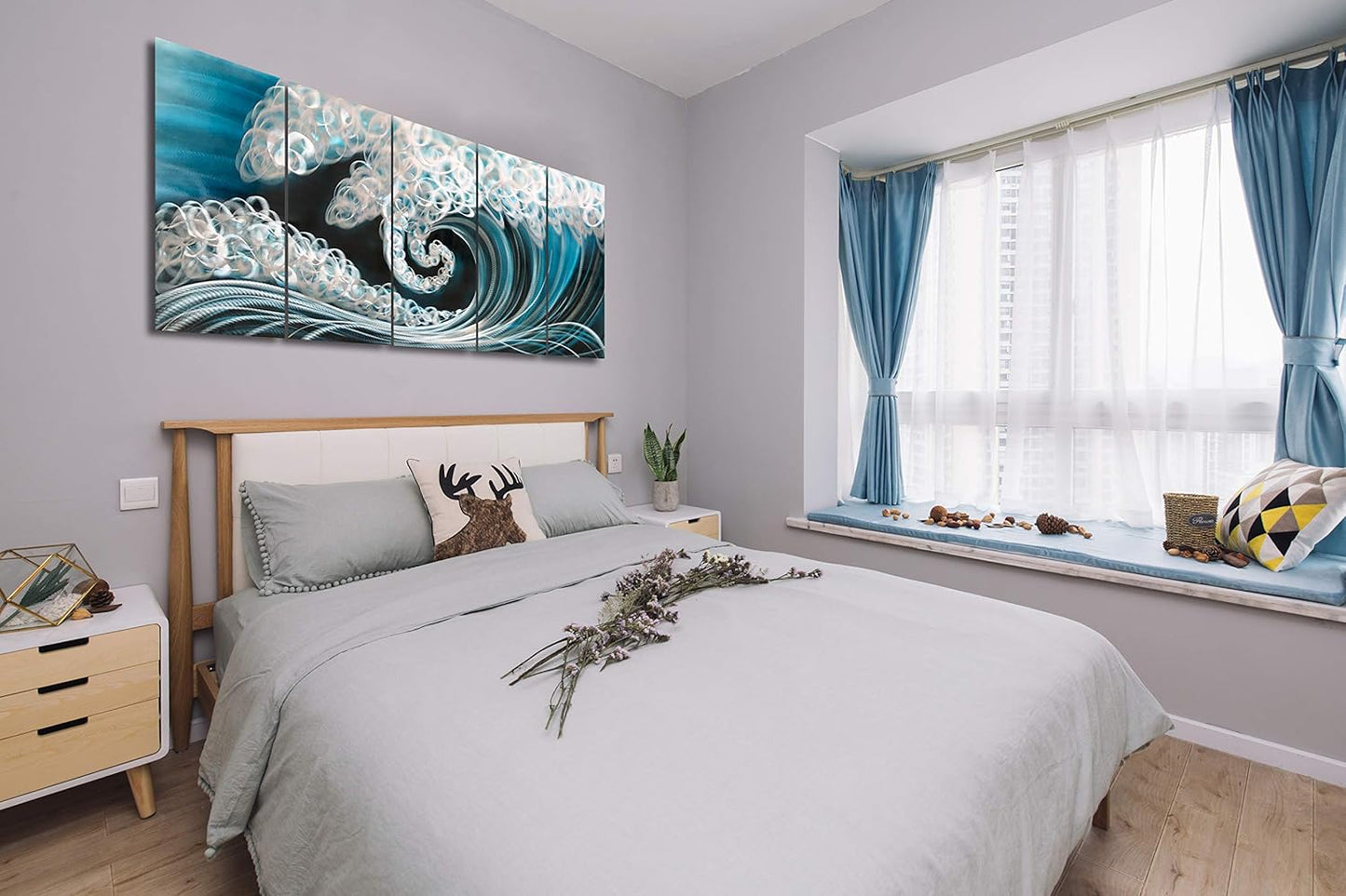 Yihui Arts Handmade Popular Sea Weaves Metal Wall Art Decor Nautical Artwork for Living Room Bedroom Bathroom Decor