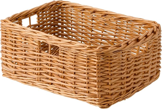 StorageWorks Pantry Baskets, Willow Storage Baskets for Organizing, Shelves, Pantry Organizers and Storage, Brown, 15"L x 11"W x 6 ¾"H