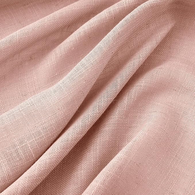 MIULEE Blush Pink Linen Curtains 84 Inch Length 2 Panels for Bedroom, Soft Thick Linen Textured Window Drapes Semi Sheer Light Filtering Back Tab for Living Room Light Pink Decor
