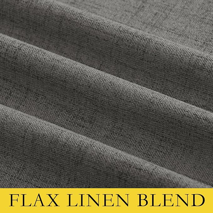 NICETOWN Grizzle Gray Vintage Linen 100% Blackout Curtains for Living Room, Thermal Insulated Curtains 84" Long, Noise Reducing Window Treatment Drapes for Hall Room, 42" Wide Per Panel, Set of 2