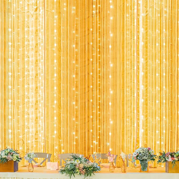 Twinkle Star 600 LED Window Curtain String Light for Wedding Party Home Garden Bedroom Outdoor Indoor Wall, Warm White | Wedding Party Home Garden Bedroom Decorations, Outdoor Indoor Wall, Christmas Decorations