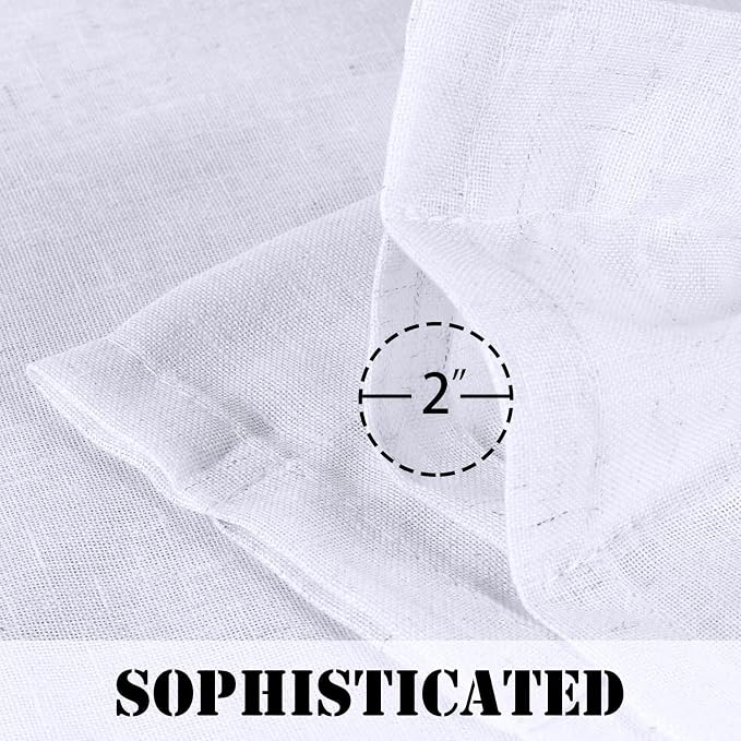 H.VERSAILTEX Linen Curtains Elegant Natural Linen Blended Curtains Energy Efficient Light Filtering/Rod Pocket Window Treatments Panels for Living Room (Set of 2, Bright White, 52 Inch x 108 Inch)