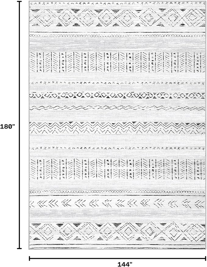 cotiled 12x15 Area Rugs Living Room Rug: Washable Boho Rugs with Non Slip Backing Large Soft Indoor Stain Resistant Carpet for Bedroom Farmhouse Dining Room Lightweight Home Decor Dark Grey