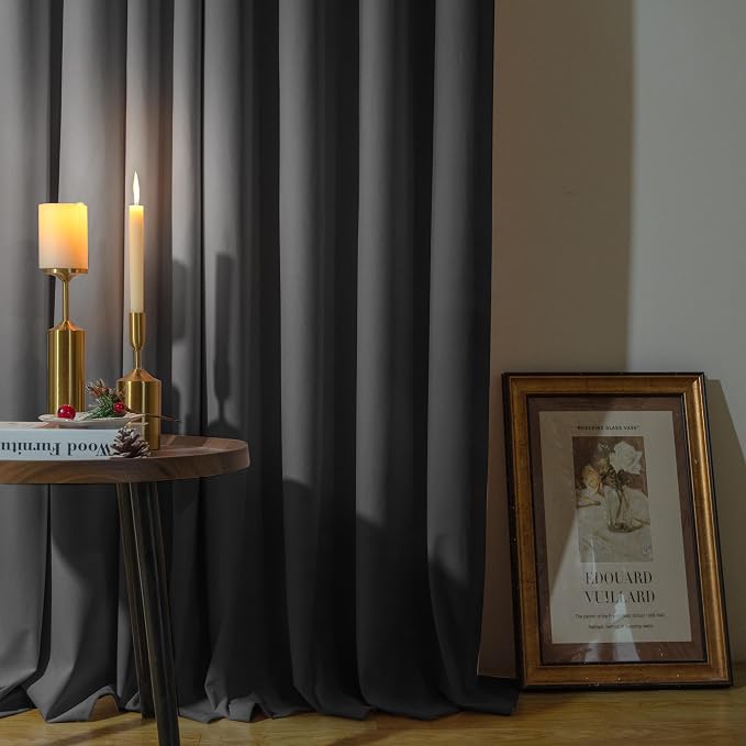 YoungsTex Black Velvet Blackout Curtains 84 Inches Long - Room Darkening Drapes with Grommet Elegant Window Treatments for Bedroom Living Room Privacy, 2 Panels, 52 X 84 Inch