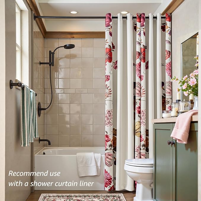 jinchan Vintage Floral Print Blackout Curtains Light Filtering Drapes with Vibrant Retro Flower Print Fall Decor Winter for Bedroom Living Room 96 Inches Length 2 Panels Set with Grommet Beige