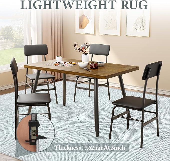 Area Rug for Living Room 6x9: Large Washable Boho Moroccan Rugs Geometric Neutral Rug, Non-Slip Foldable Morden Farmhouse Indoor Floor Carpet for Bedroom Dining Table Home(Modern Grey,6'x9')