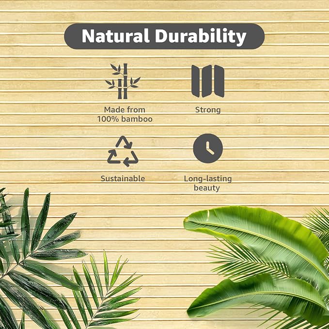Art3d Natural Bamboo Wall Panel for Interior Wall Decor, Renewable Pole Wrap Wainscoting Paneling for Wall Ceiling Furniture Cabinet Office, 48 x 96 Inch - Raw