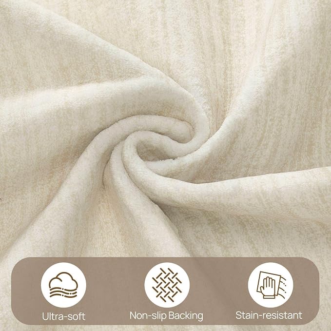 UERMEI 9x12 Washable Area Rug - Neutral Modern Abstract Living Room Rugs, Non-Slip Soft Large Indoor Floor Carpet for Bedroom Home Office & Under Dining Table Decor, Brown/Beige