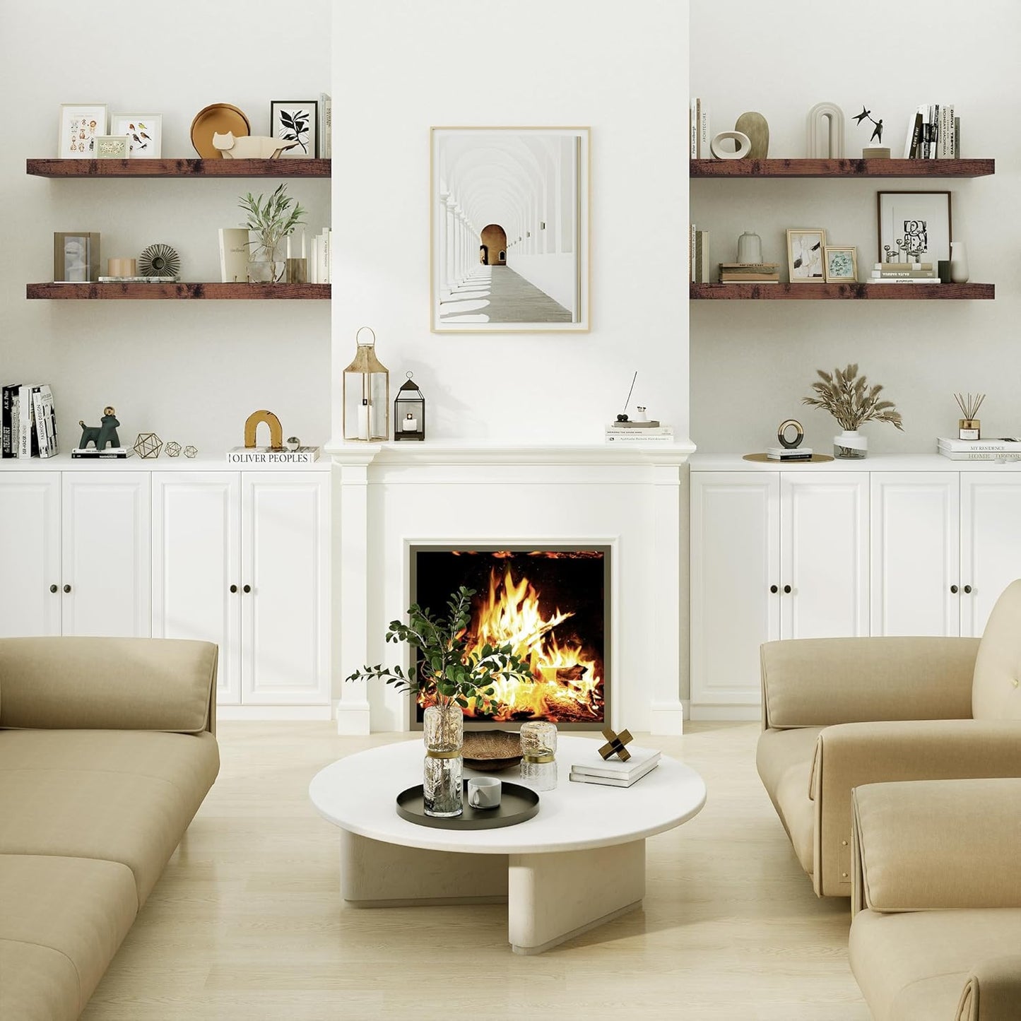 Heimlove Rustic Brown Bathroom Shelves Floating Shelves for Wall Shelf Over Toilet Long Wall Mounted Modern Farmhouse,48 x 12 Shelves with Invisible Brackets for Living Room, Kitchen, Bedroom