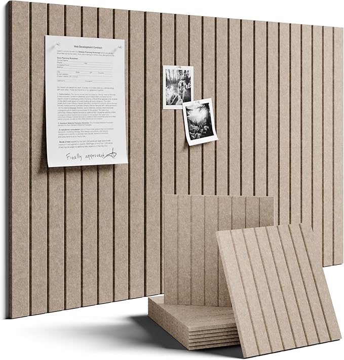 Fluxynara Large Felt Bulletin Board 36"x24" Cork Board Alternative - 6 Pack with 32 Safe Removable Adhesive Tabs, Cork Boards for Walls for Home Office Classroom Pin Board-Taupe