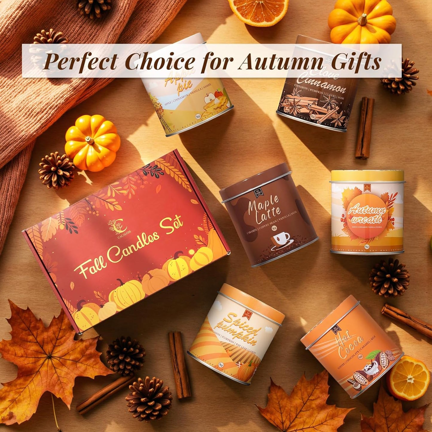 Set of 6 Fall Scented Candles 9 oz Aromatherapy Non Toxic Soy Wax Birthday Candles for Halloween Christmas Easter, Birthday Gifts for Women Men Back to School Gifts for Students, 6 Warmful Scents