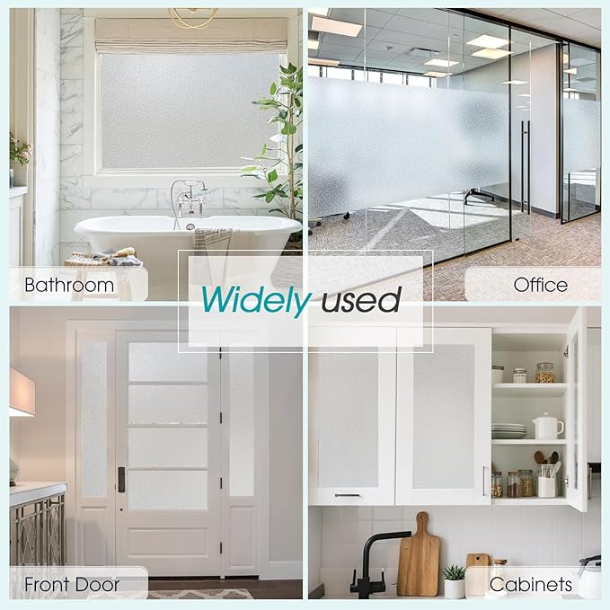 Coavas Frosted Glass Window Privacy Film Day and Night, Static Cling No Glue, Anti-Glare Heat Blocking, Renter-Friendly Removable Decorative Covering for Home Bathroom Bedroom, 29.5 x 78.7 Inch, Pure