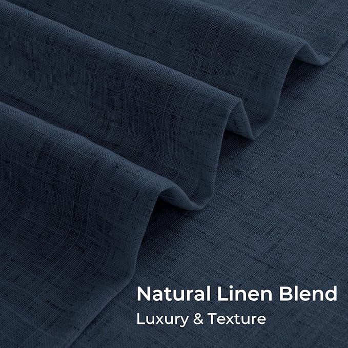 CAPALOCA Pinch Pleated Curtains Blackout, Linen Blackout Curtains 96 inches Long 2 Panels Set for Bedroom, Thermal Insulated Pinch Pleated Drapes for Living Room, 40" W x 96" L (Pack of 2), Navy Blue