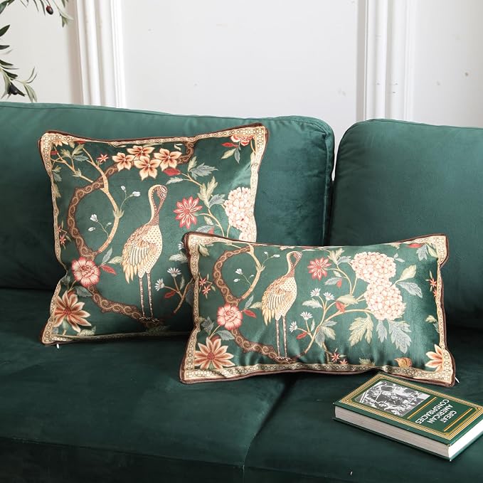 ISAENNE Designer Vintage Velvet Throw Pillow Cover,20"x12"-Mitchell | Pillow Cover,Concealed Zipper Design,Dragonfly Pattern,Sofas,Bedroom,Living Room,Lounge Chairs,All Season Home Decor