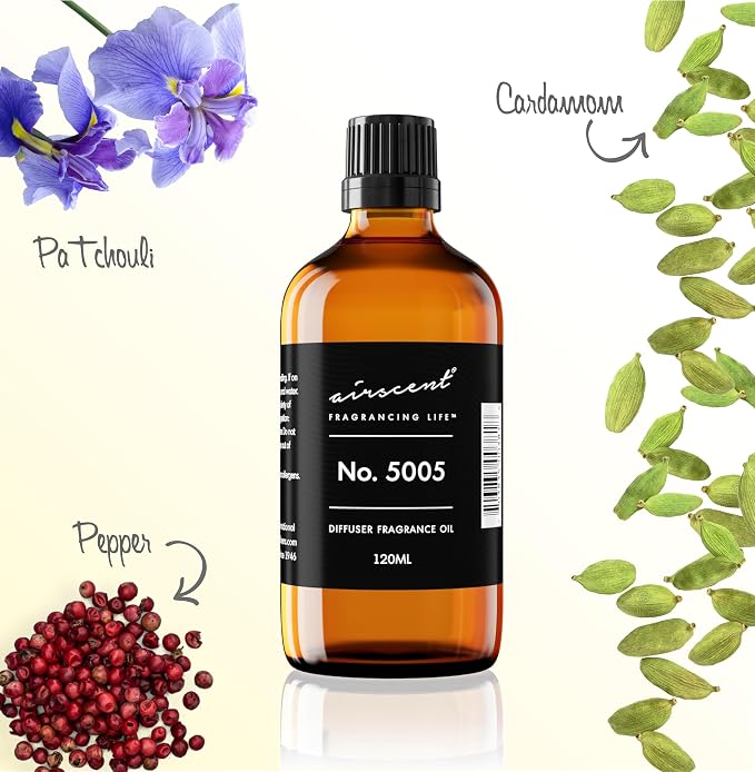AirScent Diffuser Oil Inspired by TF's Oud Wood - No. 5005-30 mL | Perfume Dupe - Fragrance Oil Blend for Ultrasonic and Waterless Diffusers and Crafting - 1 fl oz Dropper Bottle