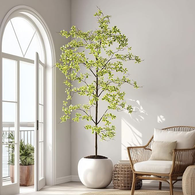 Erimda Faux Black Olive Tree 8ft, Faux Plants Indoor Large Tall Tree Artificial Shady Lady Tree with Natural Wood Trunk & Realistic Leaves, Fake Olive Plant for Home Office Indoor Decor