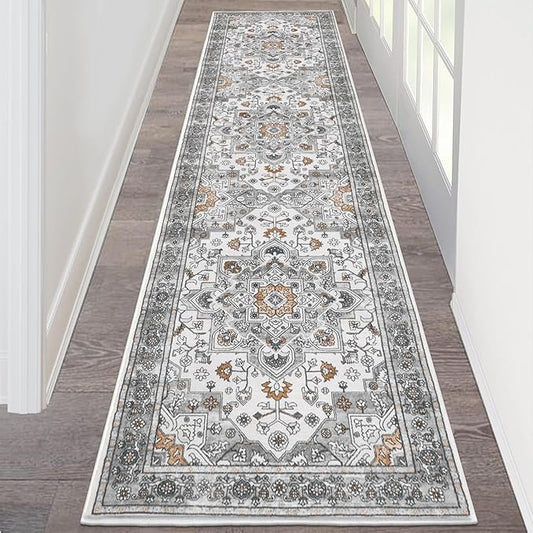 HEBE Hallway Runner Rug 2'x8' Washable Vintage Distressed Area Rugs Non Slip Laundry Rug Runner Boho Floor Carpet Runners for Hallways Entryway Laundry Room Kitchen Bathroom