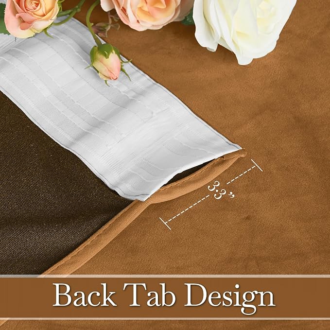 RYB HOME Luxurious Bronze Velvet Curtain Panels for Living Room Bedroom, Heavy Duty Thermal Insulated Rod Pocket Back Tab Velvet Drapes for Vintage Decor, 52" W x L72 L, 2 Panels Set