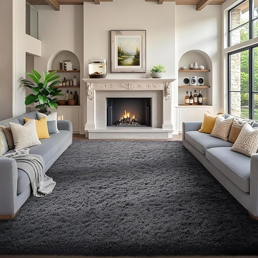 Ophanie 7x9 Area Rugs,Upgrade Non-Slip Fluffy Soft Rugs for Living Room,Large Shag Grey Fuzzy Plush Rug,Gray Shaggy Big Carpets for Bedroom,Kids Boys Girls Dorm Decor with Over 99 pcs Pile fibers
