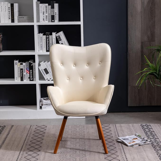 Roundhill Furniture Doarnin Silky Velvet Tufted Button Accent Chair, White