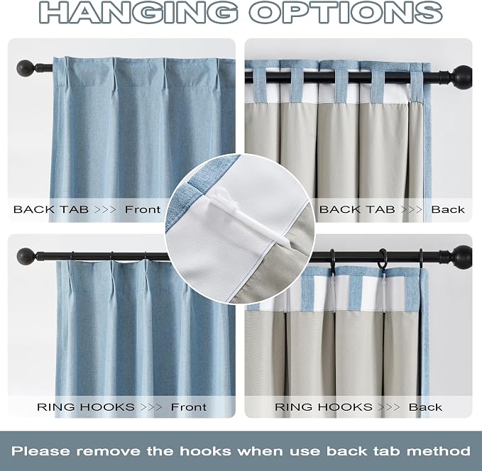 DUALIFE Blue Pinch Pleated Accordion Blackout Curtains 84 Inch Long 2 Panels Set Pinch Pleat Drapes for Living Room Bedroom Thermal Insulated Full Blackout Draperies with Hooks 40" Wx84 L