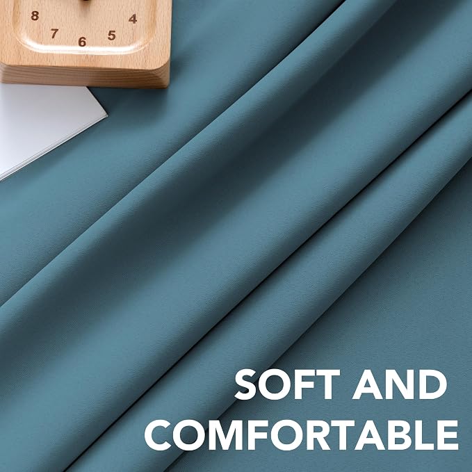 H.VERSAILTEX Blackout Curtains Thermal Insulated Window Treatment Panels Room Darkening Blackout Drapes for Living Room Back Tab/Rod Pocket Bedroom Draperies (2 Panels, Storm Blue, 52 x 84 Inch)