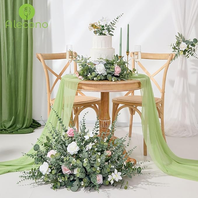 Alecono 300pcs Mixed Eucalyptus Leaves Stems Bulk, 4 Kinds Artificial Greenery Stems Faux Sliver Dollar Fake Greenery for Centerpieces Wedding DIY Bouquets Floral Arrangement Party Decor