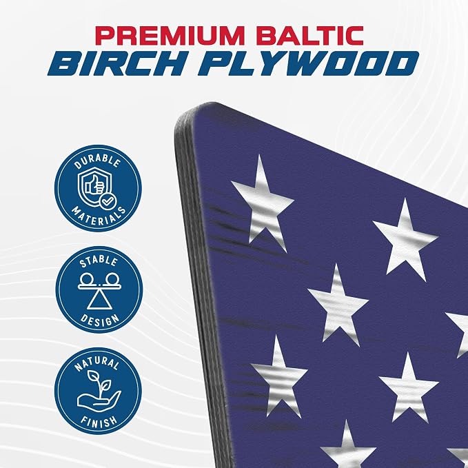 CornholeAce USA Flag - Premium Wood American Flag Wall Art – UV Printed on Baltic Birch Plywood (47.75" x 23.75") – Easy-Mount | Made in USA