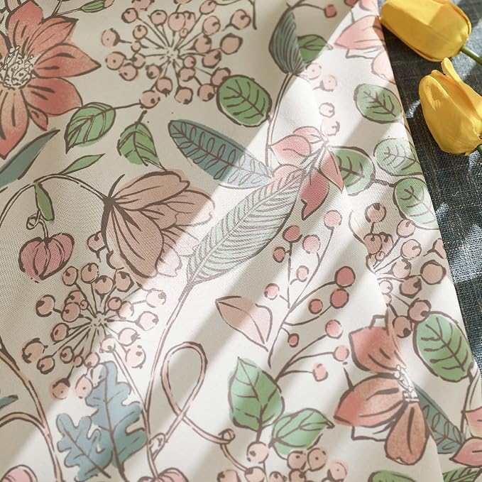 Vangao Pink Nursery Curtains for Girls Room Floral Blackout Curtains 63 Inch Length Farmhouse Drapes for Bedroom Room Darkening Flower Patterned Window Treatment for Kids Set of 2