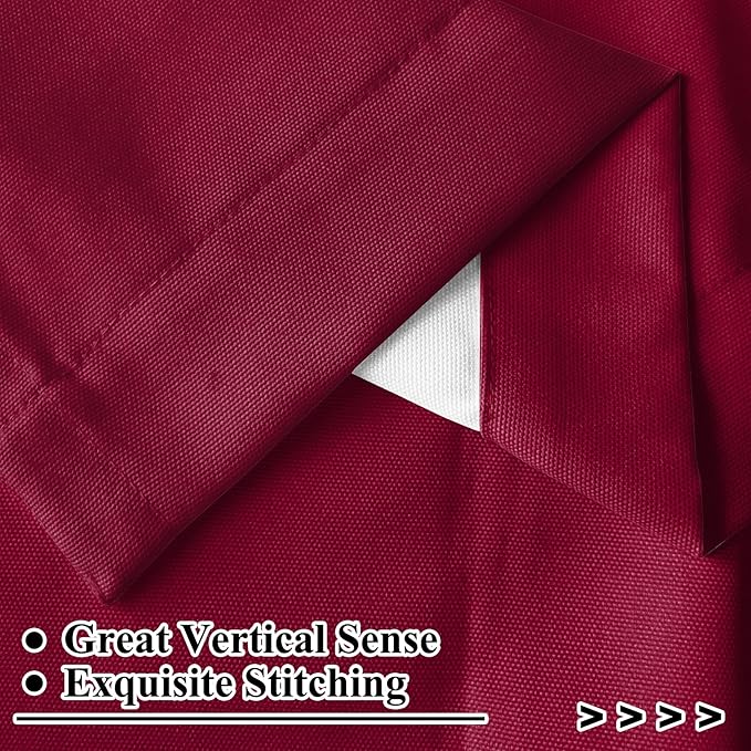 Renaiss 26 x 24 Inch Burgundy Red Semi-Blackout Window Curtains for Kitchen Bathroom Window Treatment Tier Rod Pocket Christmas Decorative Curtains with Back Tab Linen Texture Curtains 2 Panels
