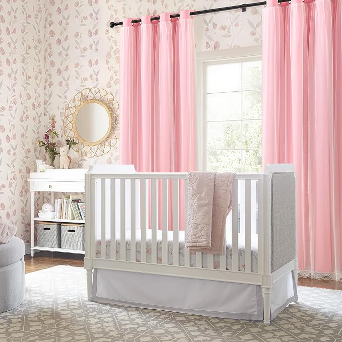 XiDi 100% Blackout Pink Girls Curtains for Bedroom 63 Inches Long 2 Panels Nursery Curtains with Sheer Overlay Kids Princess Room Decor Soundproof Light Blokc Grommet Window Drapes Pink 52W x 63L