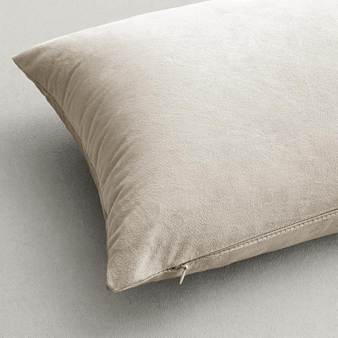MIULEE Velvet Throw Pillow Covers 16x16 Inch, Pack of 2 - Cream White, Soft Solid Decorative Pillow Covers Cushion Cases Modern Luxury Home Decor for Spring Couch Sofa Bedroom Livingroom