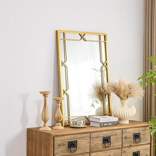 Large Gold Wall Mirror, 24"x36" Rectangle Mirror with Metal Frame,Wall Decor Mirrors for Living Room, Bathroom,Bedroom