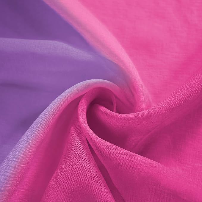 KOUFALL Room Decor for Teen Girls Bedroom Decoration Pink and Purple Sheer Kids Curtains Set of 2 Panels 52 x 84 Inch Length