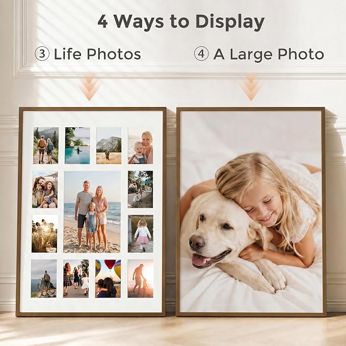 12x16 School Picture Frame K-12, Collage Frame for School Years, Bronze | Warm Bronze K-12 Frame with 13 Openings: One 5x7 & Twelve 2.5x3.5 for Pre-K to 12th Grade | Wall Kit Included