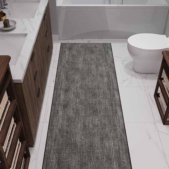 Ottomanson Hallway Runner Rug 2'7" x 14' – Soft Non-Slip Rug, Low Pile Carpet for Entryway, Kitchen & Long Hallways in Apartments and Homes, Solid Brown