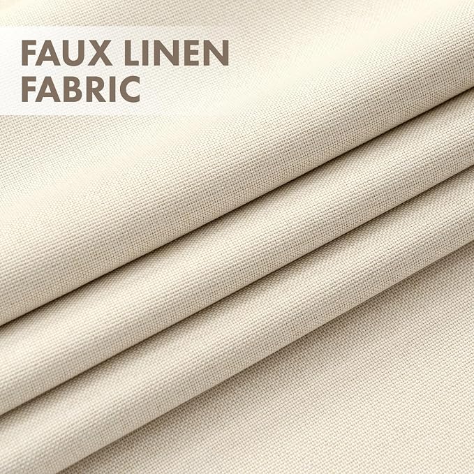 MIULEE 100% Blackout Linen Curtains for Bedroom 90 inches Long, Thermal Insulated Room Darkening Black Out Drapes for Living Room, Back Tab Rod Pocket, 2 Panels Set, 40 Wide x 90 Length, Cream Beige