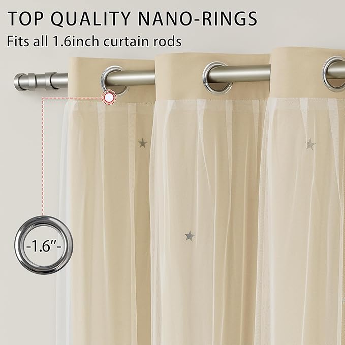 XiDi Curtains for Bedroom Decor Beige52/63/1