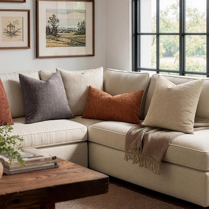 MIULEE Pack of 2 Decorative Throw Pillow Covers Soft Thick Solid Textured Chenille Throw Pillows Neutral Farmhouse Modern Home Decor for Couch Sofa Bedroom Living Room 18x18 Inch,Charcoal Gray