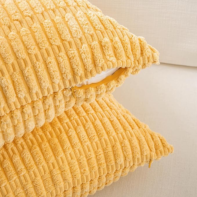 Fancy Homi 4 Packs Decorative Throw Pillow Covers for Living Room Couch Bed, Modern Farmhouse Boho Home Décor Accent Cushion Case, 24" x 24", Yellow Green Series