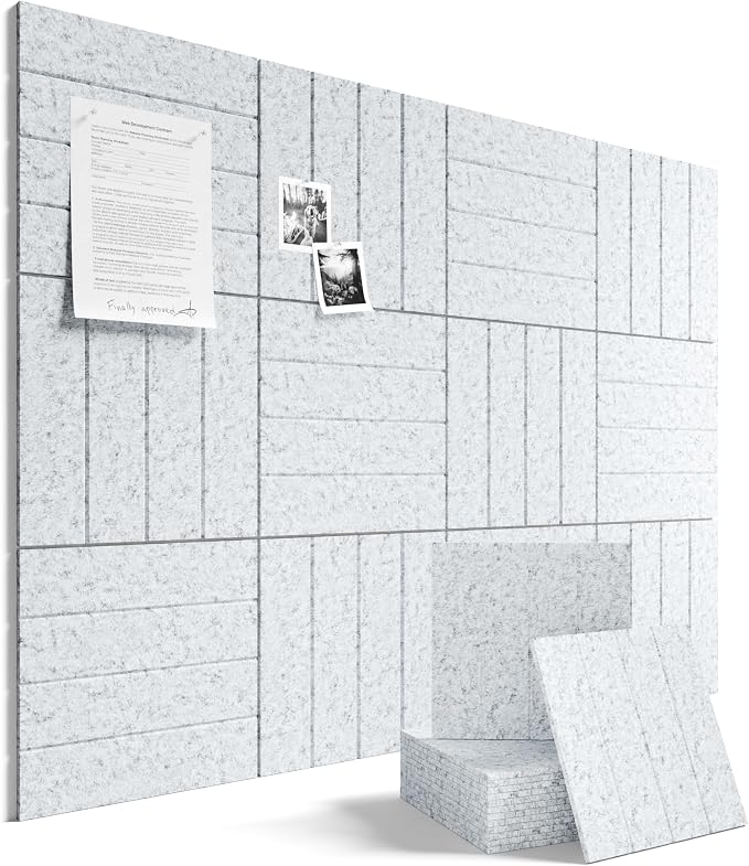 Fluxynara Large Felt Bulletin Board 48" x 36" Cork Board Alternative-12 Pack with 64 Safe Removable Adhesive Tabs, Cork Boards for Walls Cork Board for Home Office Classroom Pin Board-Light Gray