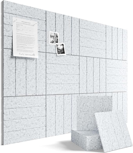 Fluxynara Large Felt Bulletin Board 48" x 36" Cork Board Alternative-12 Pack with 64 Safe Removable Adhesive Tabs, Cork Boards for Walls Cork Board for Home Office Classroom Pin Board-Light Gray