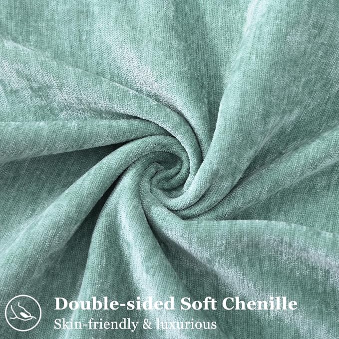 decorUhome Fall Couch Throw Pillow Covers 18x18 Set of 2, Decorative Soft Velvet Modern Cozy Chenille Pillow Cases with Elegant Design for Sofa Bed Living Room Home Decor, Aqua Haze