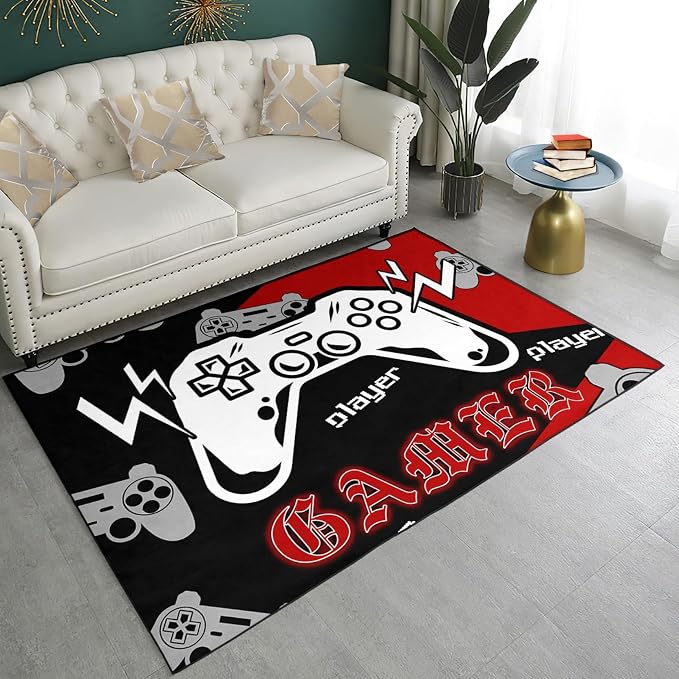 Gamer Area Rugs Controller Gamepad Carpets Game Rugs for Boys Gaming Designs Style Bedroom Home Decor Indoor Outdoor Crystal Floor Polyester Mats 2'x3'