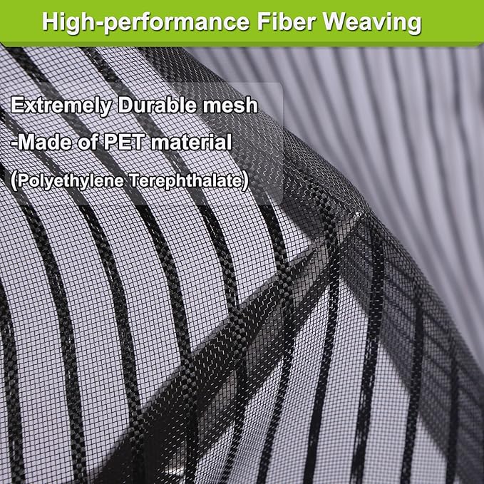 Risareyi Magnetic Screen Door Heavy Duty, Front Door Screen Magnetic Closure Thicken Tear-Resistant Mesh Keep Bugs Out, Black - Net Curtain Itself Size 40" x 82"