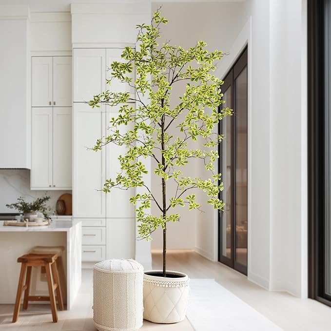 Erimda Faux Black Olive Tree 8ft, Faux Plants Indoor Large Tall Tree Artificial Shady Lady Tree with Natural Wood Trunk & Realistic Leaves, Fake Olive Plant for Home Office Indoor Decor